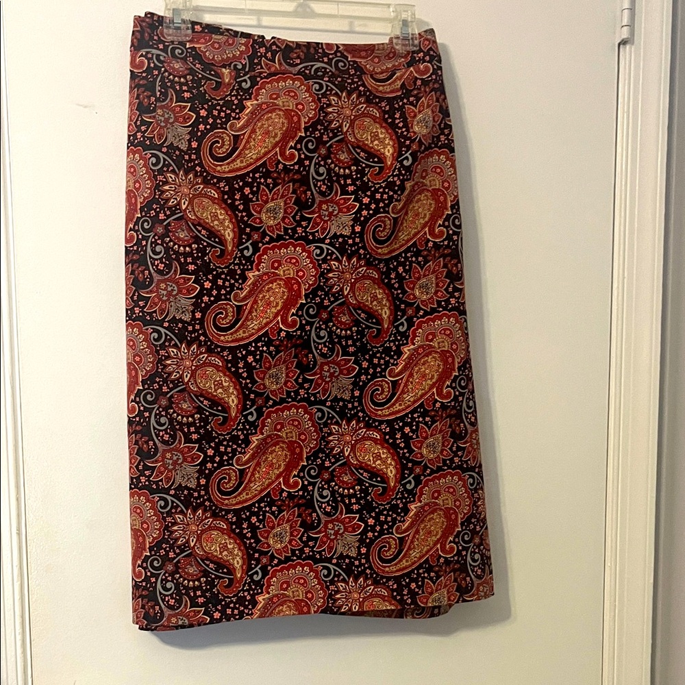 Talbots Chic Black and Red Paisley Pencil Skirt 20W